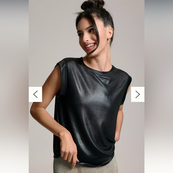 Porridge Tops - Anthropologie Porridge Black Shine Sheer Boxy Muscle Tee in Black Sz S